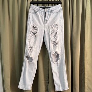 Hollister Light Blue Distressed Straight Leg Jeans